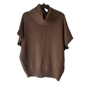 Express Womans Cowl Neck Knit Sweater M Short Sleeve Neutral Classic Slouchy